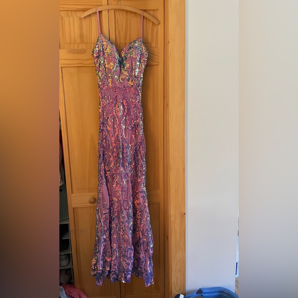 Pink, sparkle, prom dress.
